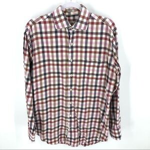 Peter Millar Button Down Shirt Mens Medium Check Plaid Soft Cotton Preppy Office